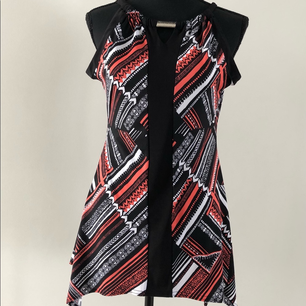 Women’s Mandy Evans Asymmetrical Patchwork pattern sleeveless top size M